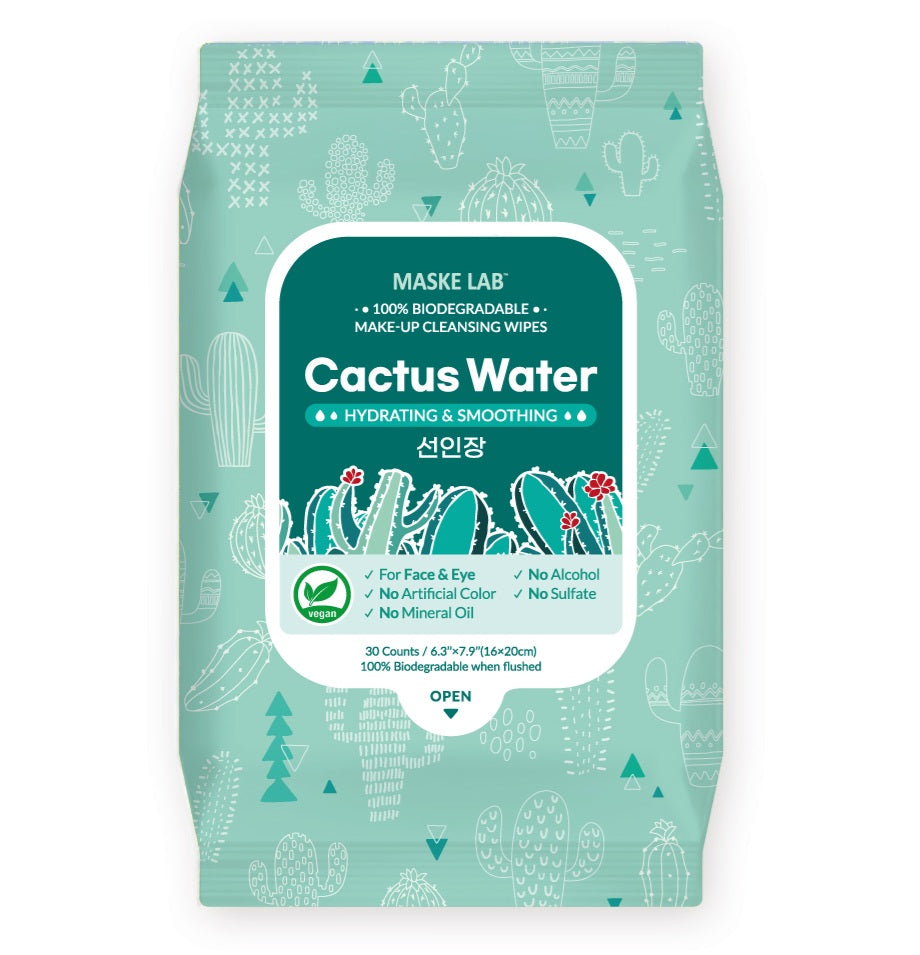MASKE LAB - Makeup Remover Wipes - Biodegradable - Cactus Water