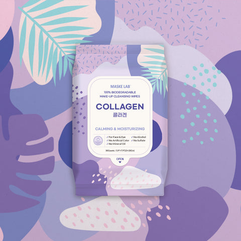 MASKE LAB - Makeup Remover Wipes - Biodegradable - Collagen