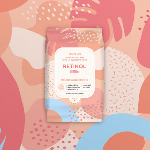 MASKE LAB - Makeup Remover Wipes - Biodegradable - Retinol.